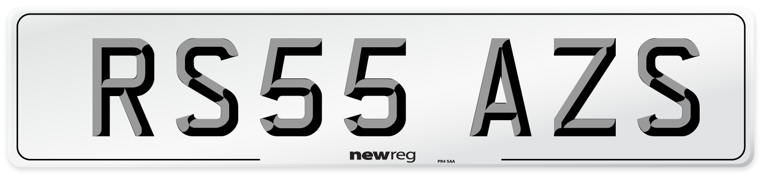 RS55 AZS Number Plate from New Reg